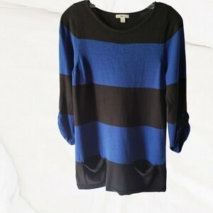 Caslon Knit Tunic Size S black Blue STRIPE